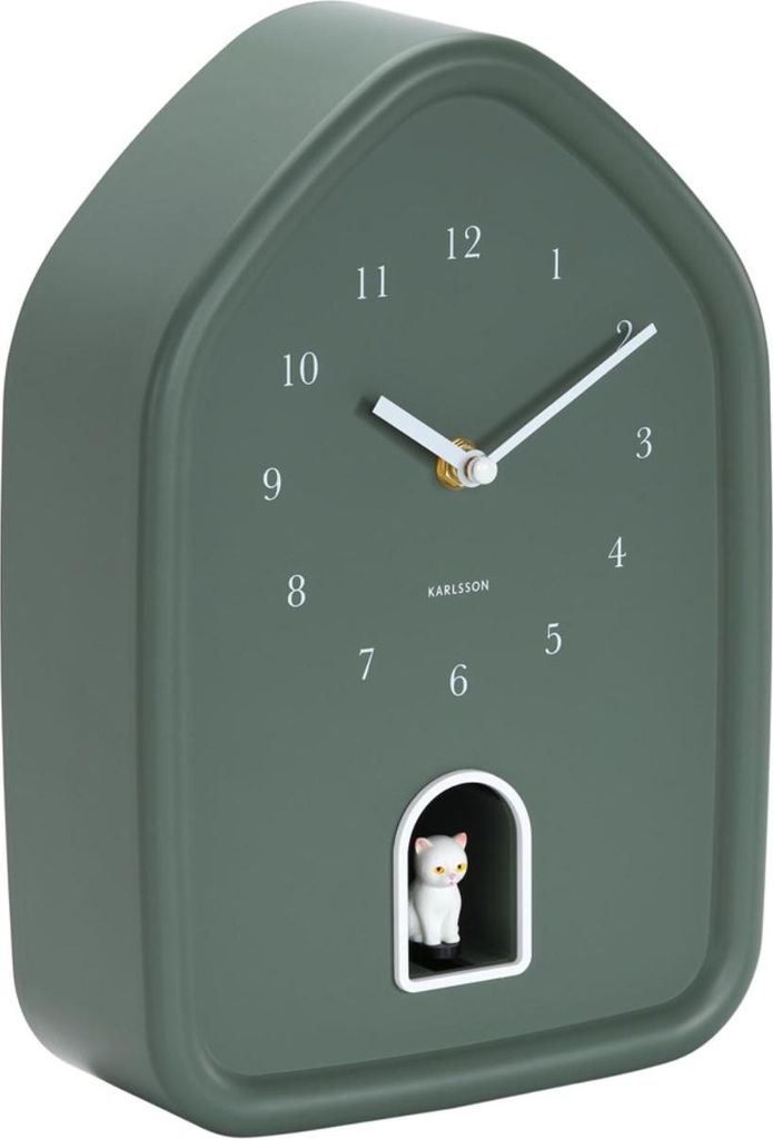 Karlsson - Wandklok Modern Katje - Groen - 29,1 x 20 x 29,1 Productafbeelding 