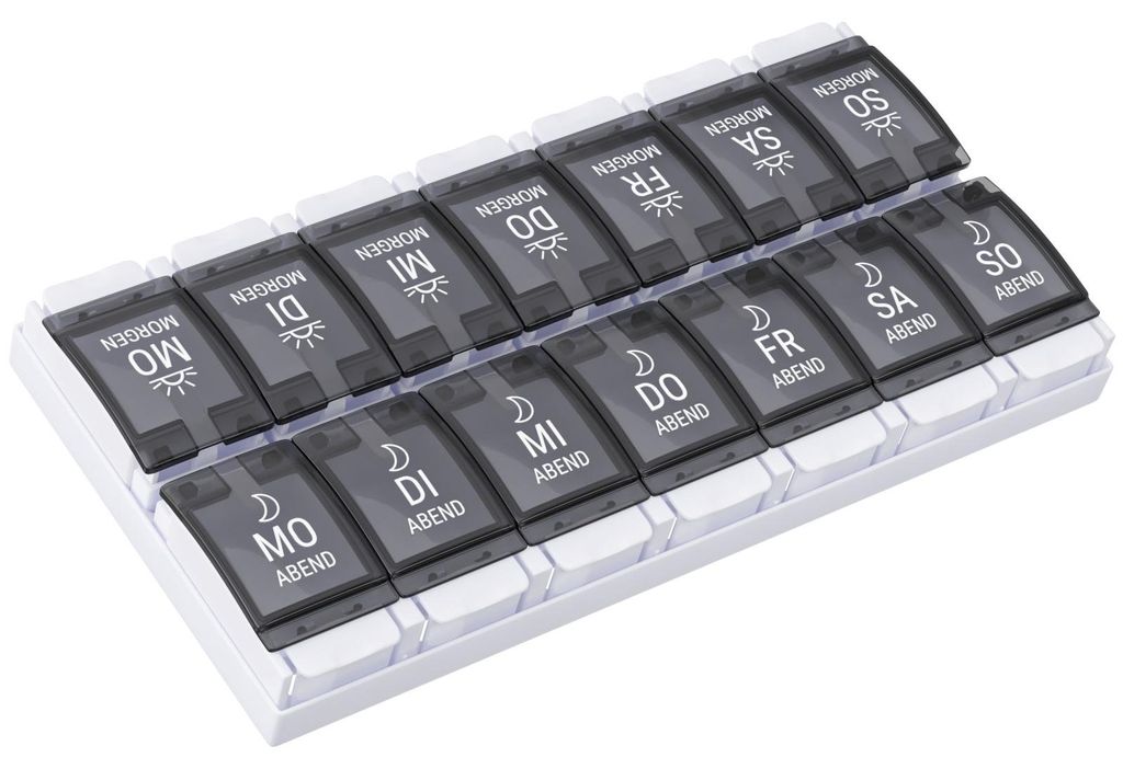 WELLGRO Tablettenbox für 7 Tage - Pillendose je 2 Fächer Produktbild 