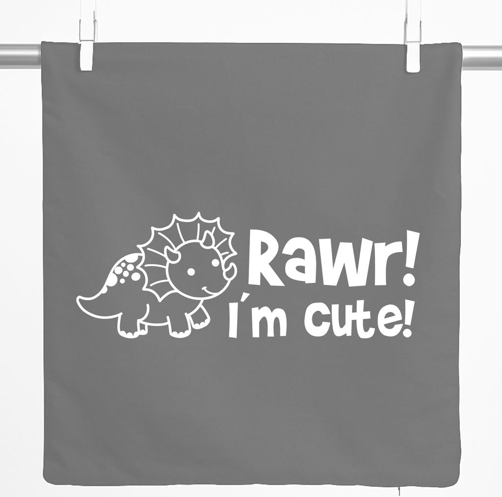 Huuraa Kissenbezug Triceratops I`m cute 40x40cm Steel Grey Baumwolle Dekokissenbezug Geschenkidee