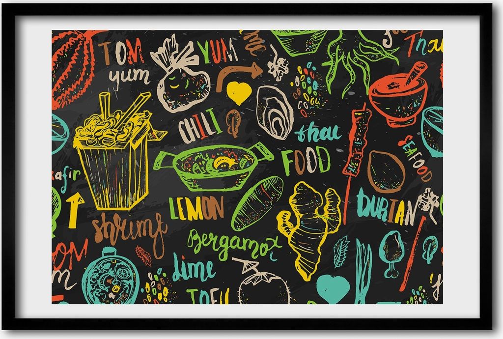 Bild 60x40 MDF-Rahmen, Wandkunst Thai Essen
