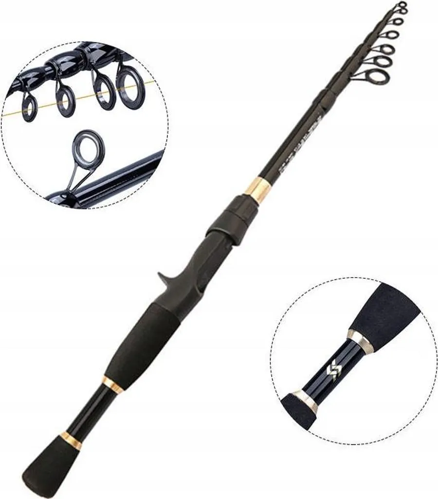 Canne à lancer télescopique en fibre de carbone 1.8m Power 8-25g