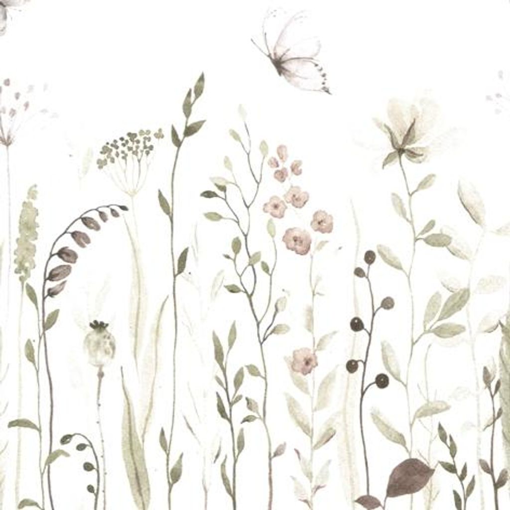 Servietten 33x33 cm - Meadow Flowers & Leaves natural