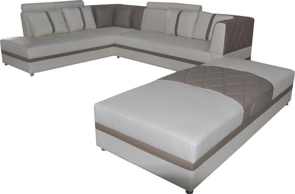 Ecke Leder Modern XXL Couch Wohnlandschaft Ledersofa Sofa L-Form A1128II+ Hocker