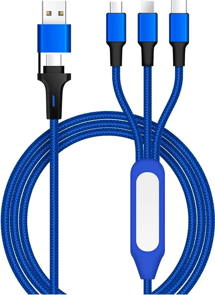 Cavo INF 5-in-1 Universale Blu 1.2m: Ricarica Ovunque con LED