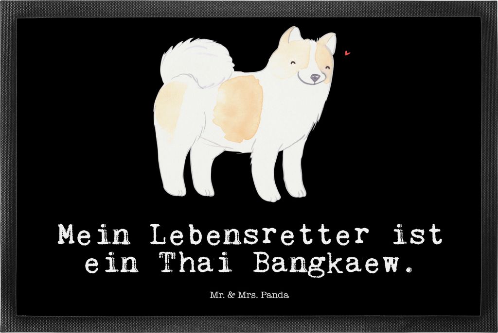 Mr. & Mrs. Panda Fußabstreifer Thai Bangkaew Lebensretter 50 x 75 cm - Schwarz - Geschenk, Schmutzfangmatte, Dog, Schmutzmatte, Gummimatte, Fussma...