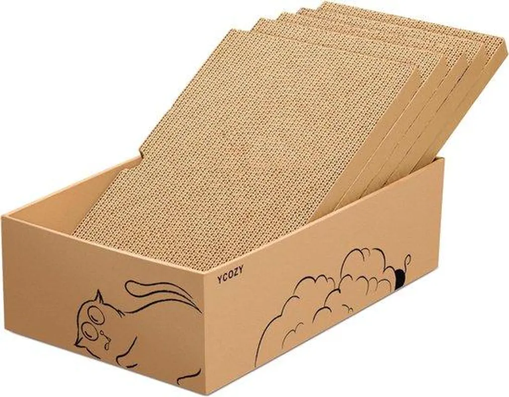 Boîte XXL pour chats : fini le stress avec 5 griffoirs en carton solide