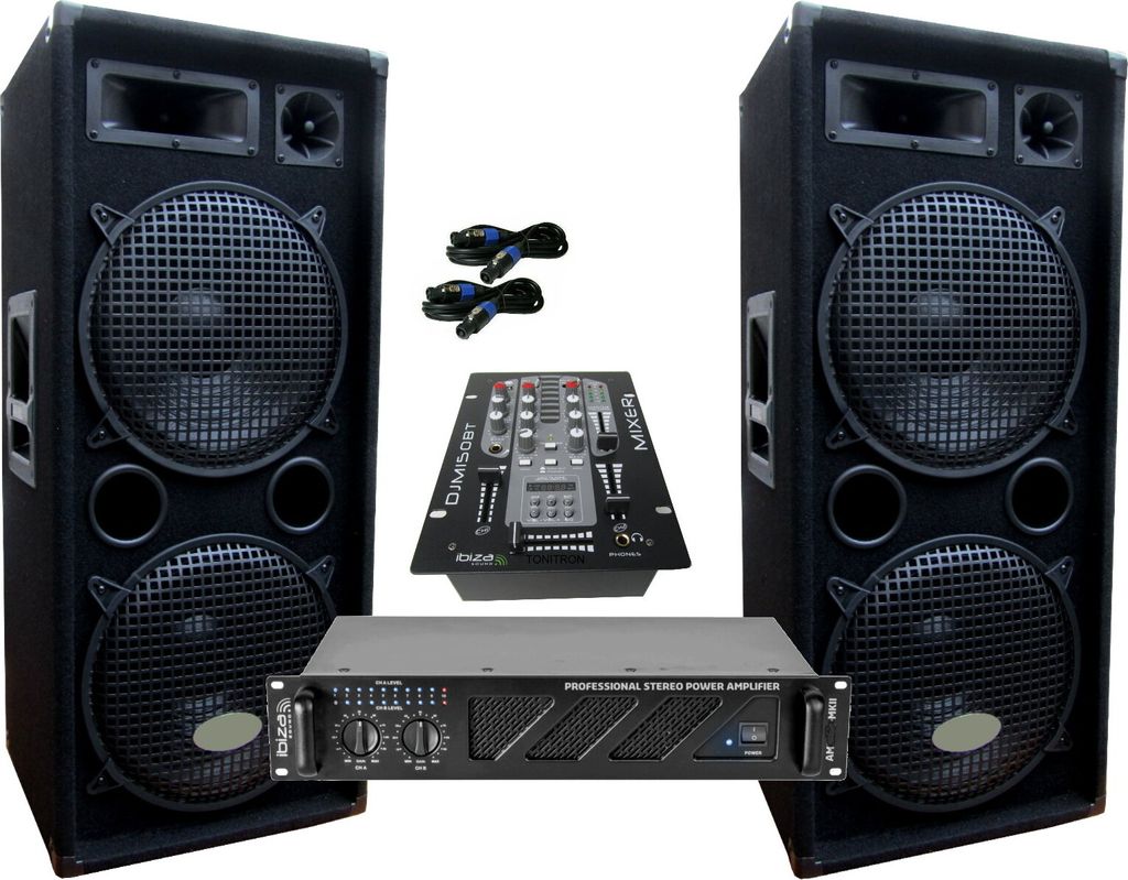 PA Party DJ Disco Set Lautsprecher Mixer Bluetooth Verstärker 3000 Watt