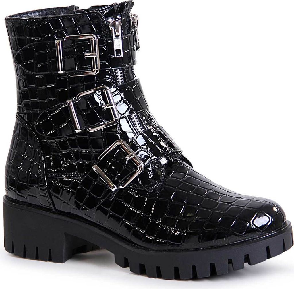 topschuhe24 1660 Damen Plateau Stiefeletten Schnallen, Produktbild 