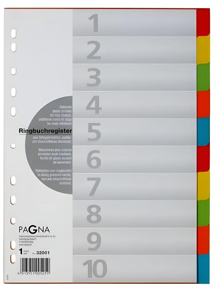 PAGNA Karton-Register, DIN A4, 10-teilig, 5-farbig Obrázek produktu 