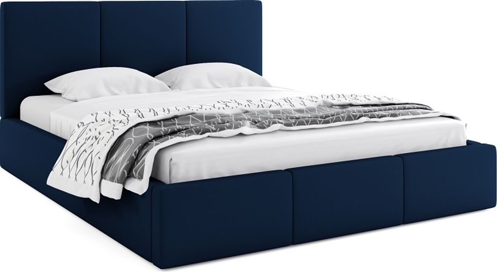 Bett mit Lattenrost Jugendbett Doppelbett gepolsterte Boxspringbett Matratze, Farbe:blau, Größe:180 x 200 cm, Matratze:ohne Matratze