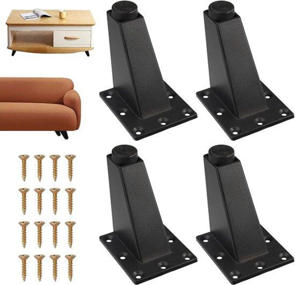 Metallische Rechteck-Schubladenpoten 4er Pack 8 cm mit Schrauben Schwarz