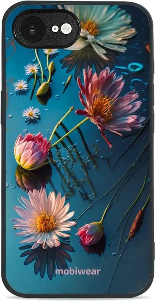 Handyhülle für iPhone 17e / 16e, Mobiwear Glossy Case, Blau-Blumig
