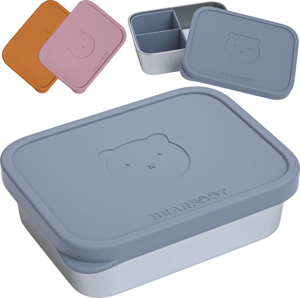 Brotdose Kinder Edelstahl mit Einsatz, BPA frei, Lunchbox, Bento box, Brotbox, Brotdose Mädchen & Jungen, Snackbox, Vesperbox - Blau 1.200ml