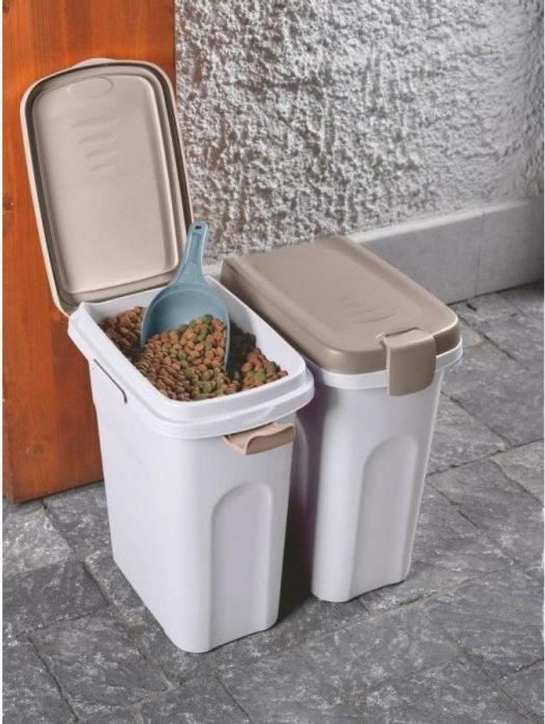 Futterbehälter, 15L, Braun/Weiß, Verriegelungsdeckel, Luftdichte Aufbewahrung
