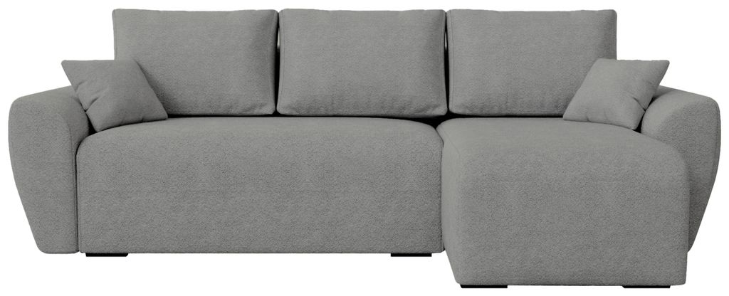 BroMARKT Ecksofa mit Schlaffunktion Rotterdam Grau Bouclé Rechts