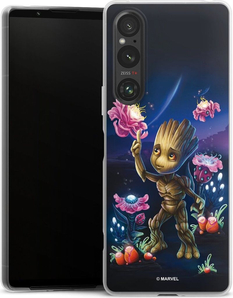 DeinDesign Slim Hülle für Sony Xperia 1 V Silikon Case Ultra Dünn Handyhülle Marvel Guardians Of The Galaxy Baby Groot