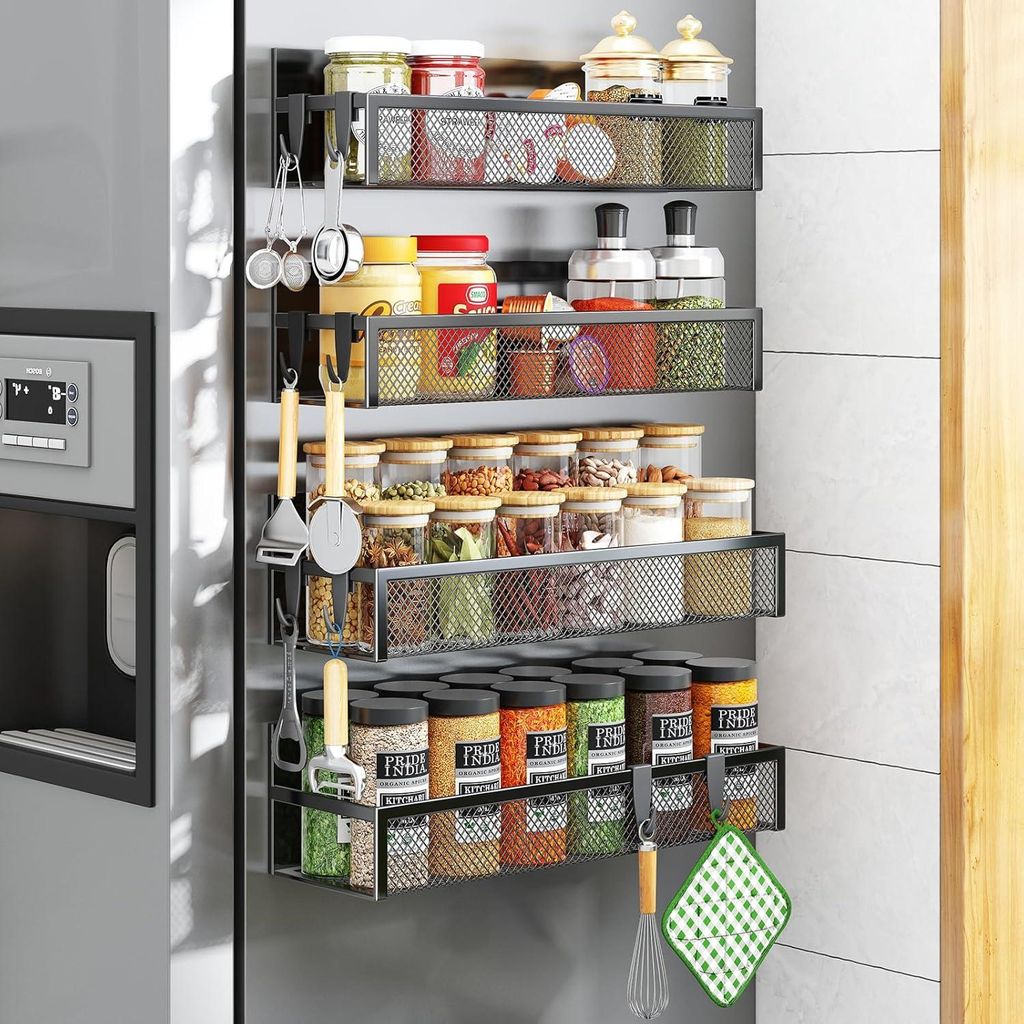 Gewürzregal Magnetisch für Kühlschrank, 4er Küchenregal Produktbild 