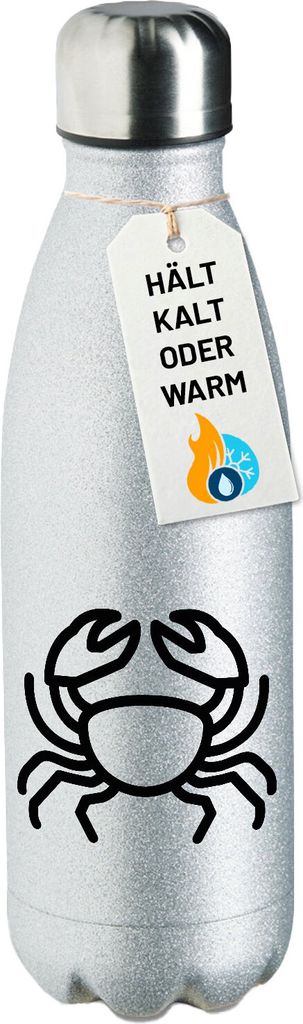 Huuraa Trinkflasche Krebs Sternzeichen Symbol 500ml Silver Edelstahl Wasserflasche Trinkflasche Geschenkidee