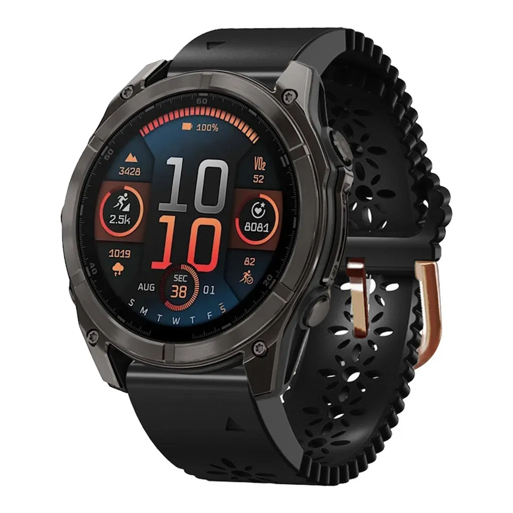 Cinturino Silicone Nero 20mm per Garmin Fenix 8 43mm - Design Pizzo