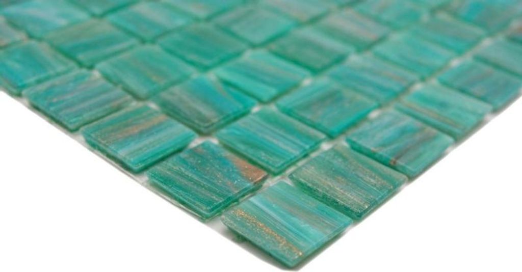 Handmuster Glasmosaik Mosaikfliese Grün Türkis Kupfer changierend MOS230-G65_m