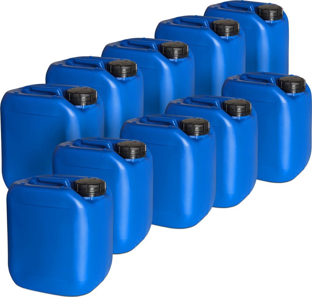 plasteo® 10 x 5 Liter Kanister Blau Wasserkanister Produktbild