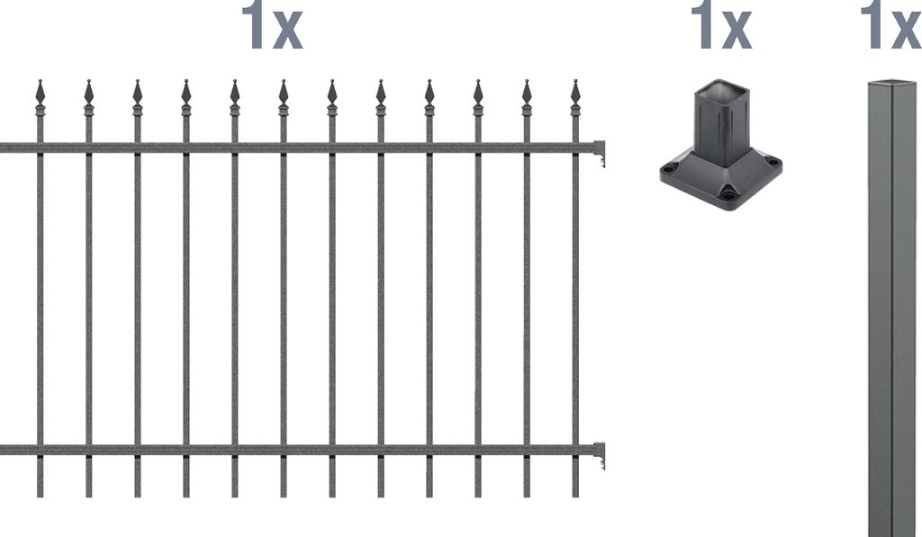 Alberts Zierzaun - Anbauset Chaussee, Höhe 120 cm, Länge 2 m, anthrazit, zum Aufschrauben
