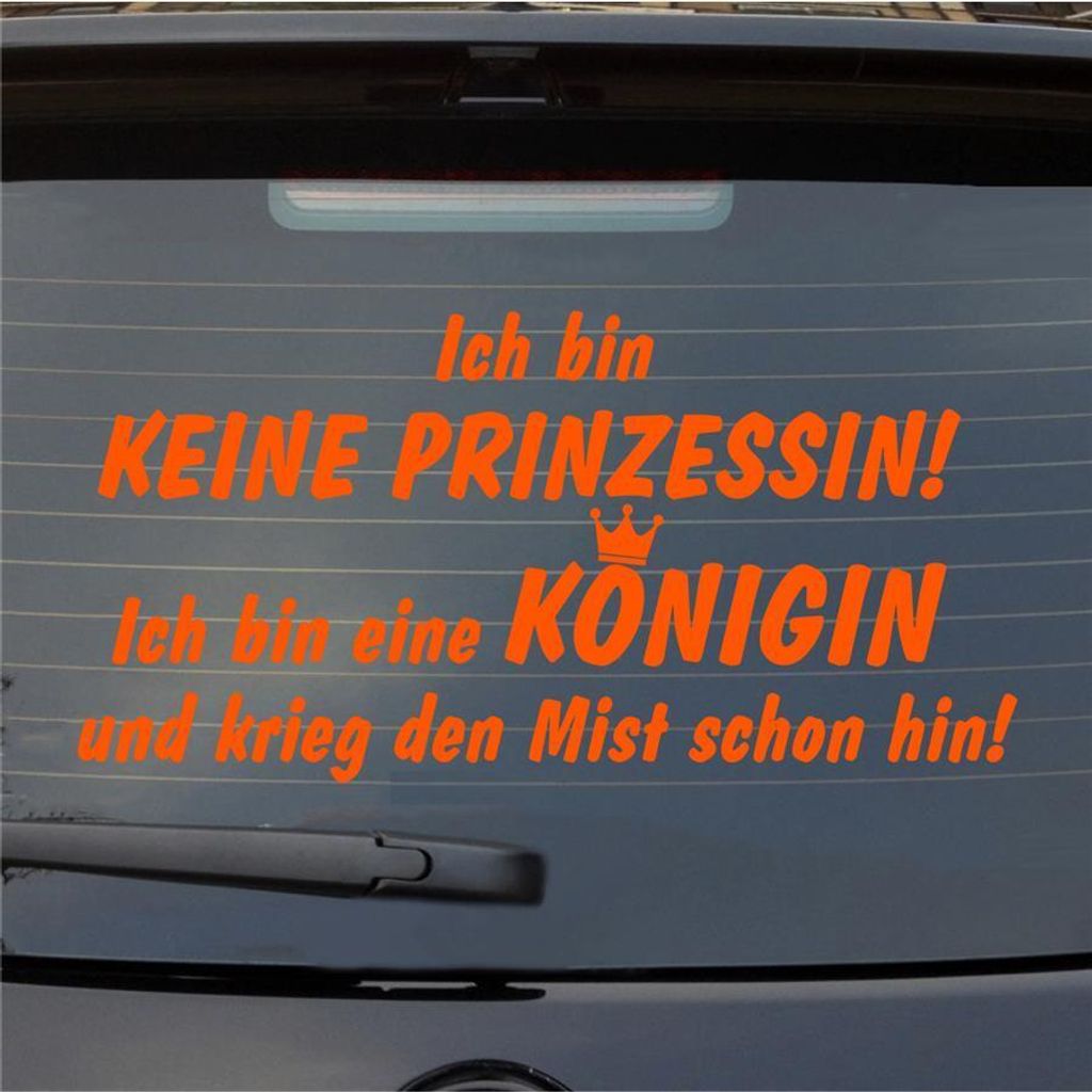 Heckscheibenaufkleber Ich bin keine Prinzessin ich bin eine Königin 55x28 cm Orange Auto Aufkleber Sticker