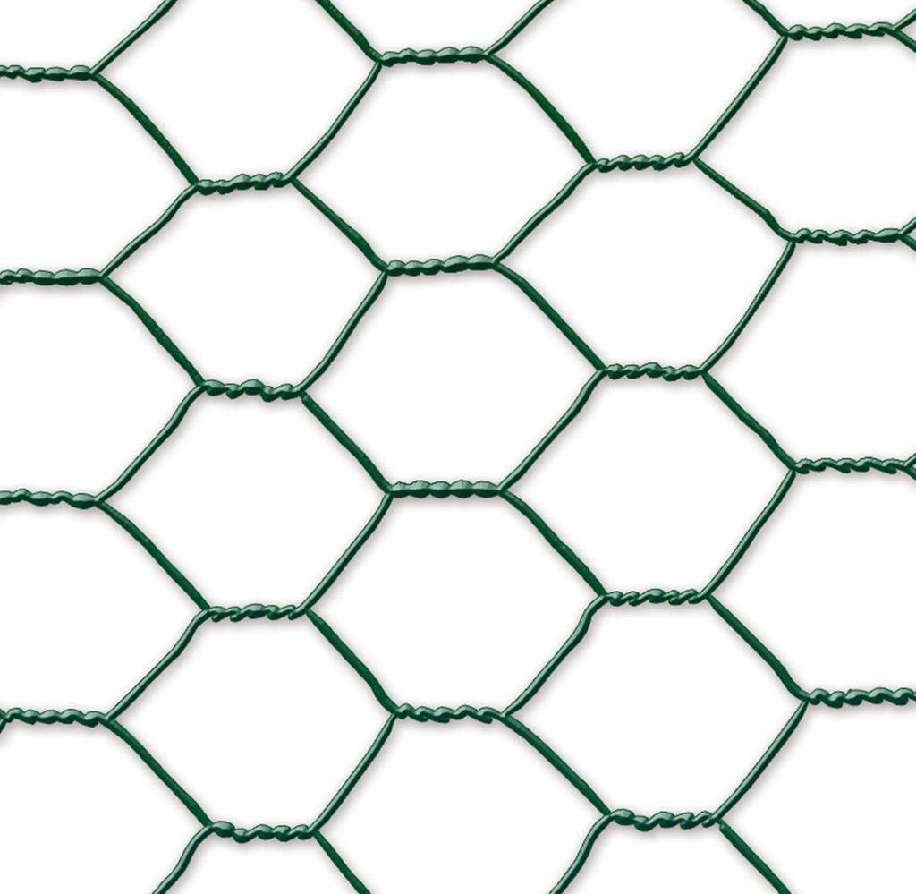 Kunststoffbeschichtetes Metallgewebe - 0,50 x 10 m/13 x 0,7 mm "Galvanex Plast 13" - 3-fach gedreht - Grün