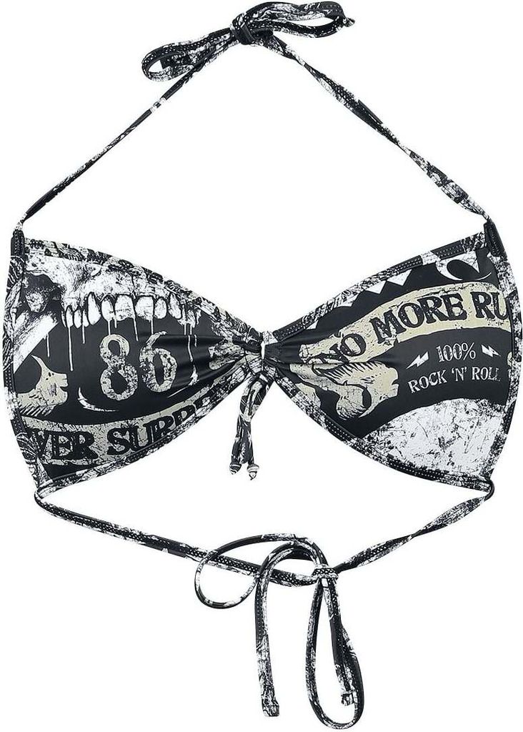 Rock Rebel by EMP Damen schwarzes Mix And Match Bikini-Oberteil mit Rock-Rebel-Alloverprint XXL