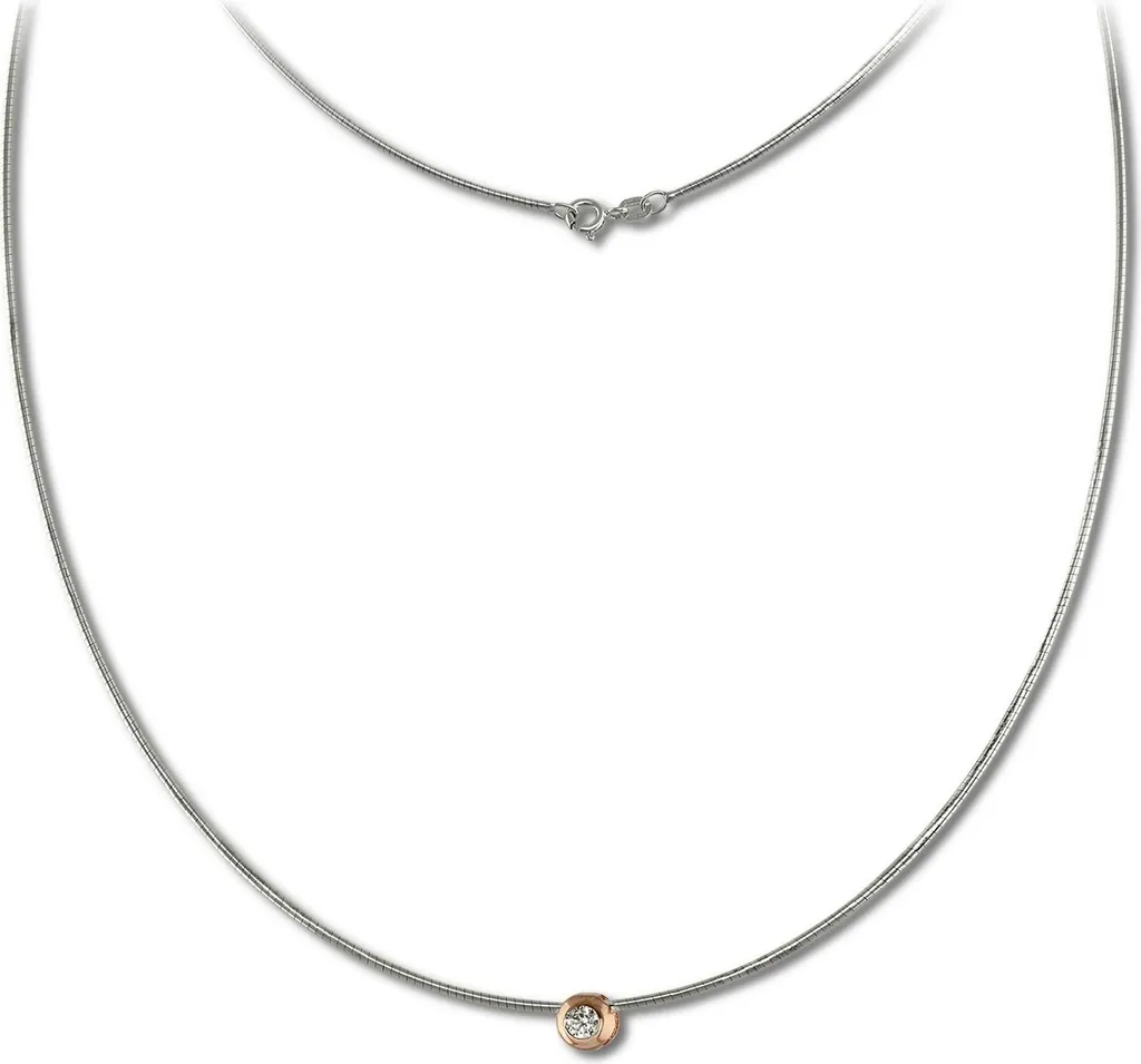 Collier Maille Fine en Argent 925 Doré Rose 45cm SilberDream Finition Or