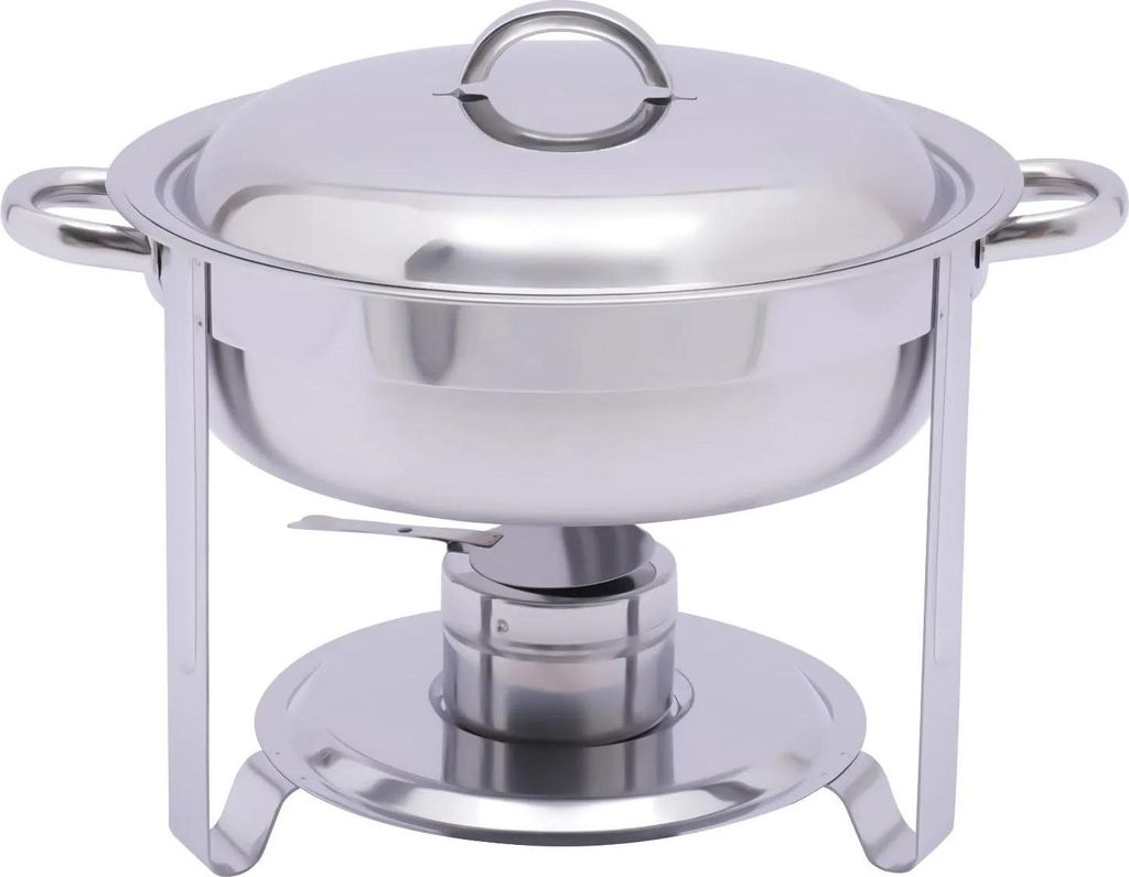 Chafing Dish - Buffetwärmer Speisenwärmer - Rund - Edelstahl - 5 Liter - Silber