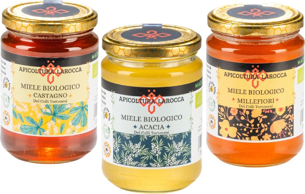 100 % ITALIENISCHES -Honigset, Trio aus Akazien-, Wildblumen- und Kastanienhonig. Reiner Rohhonig, unbehandelt, ungefiltert, nicht pasteurisiert. H...