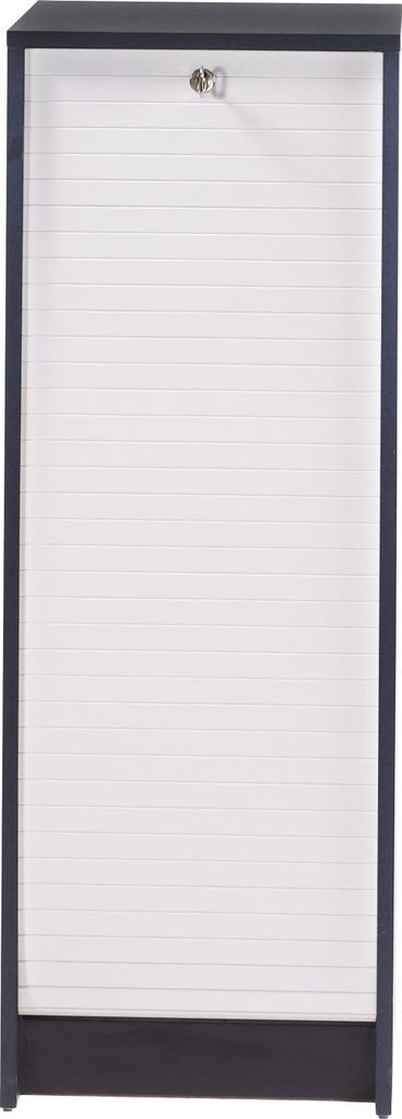 SIMMOB Rolltop Aktenschrank mit Rolladentür Abschließbar 104 x 38 x 38,5 cm, Farbe:Weiß-Schwarz