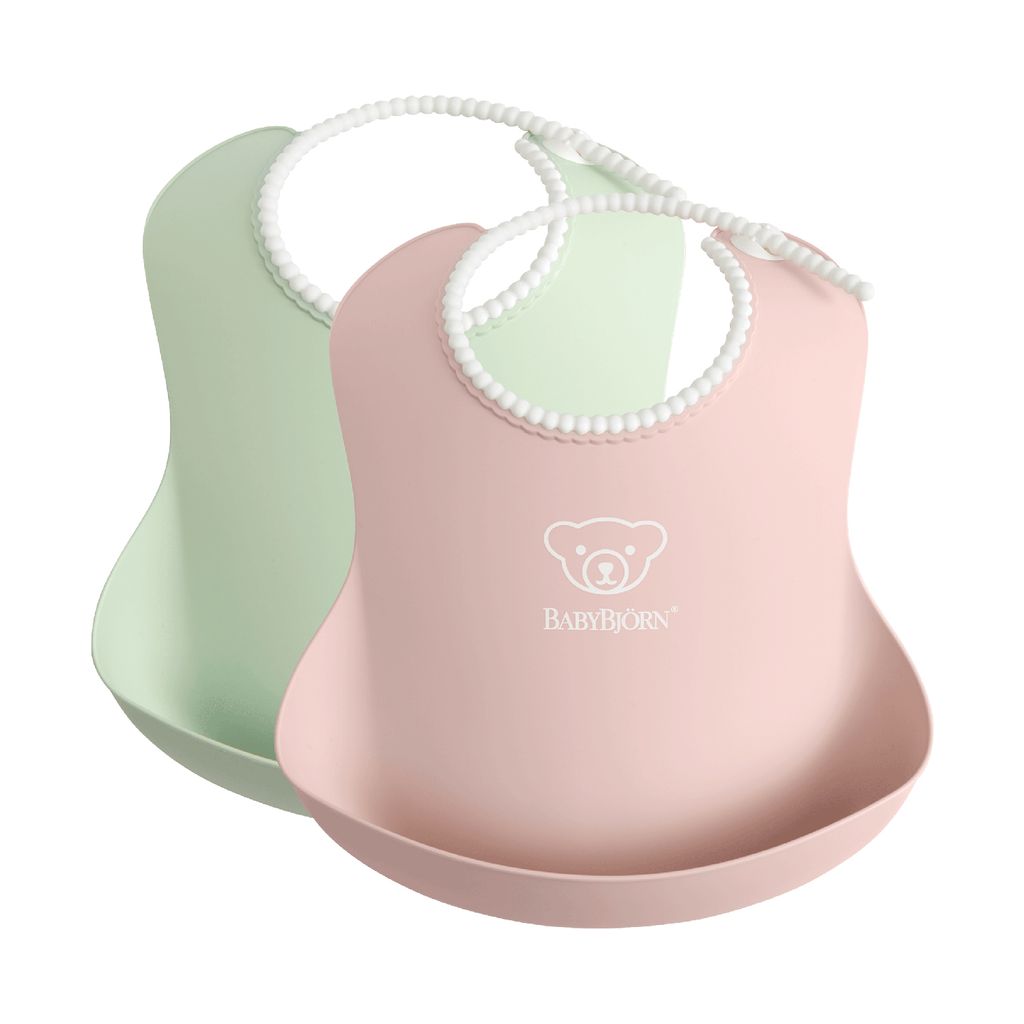 BabyBjörn Lätzchen, 2er-pack, Blassgrün/Blassrosa