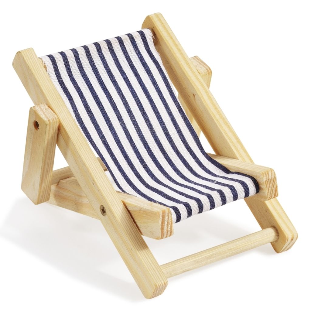 Puppenstube Miniatur Liegestuhl blau weiß Strand Urlaub 
