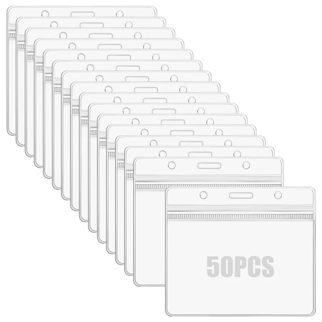 Lot de 50 étuis pour badge de conférence et carte d'accès horizontale