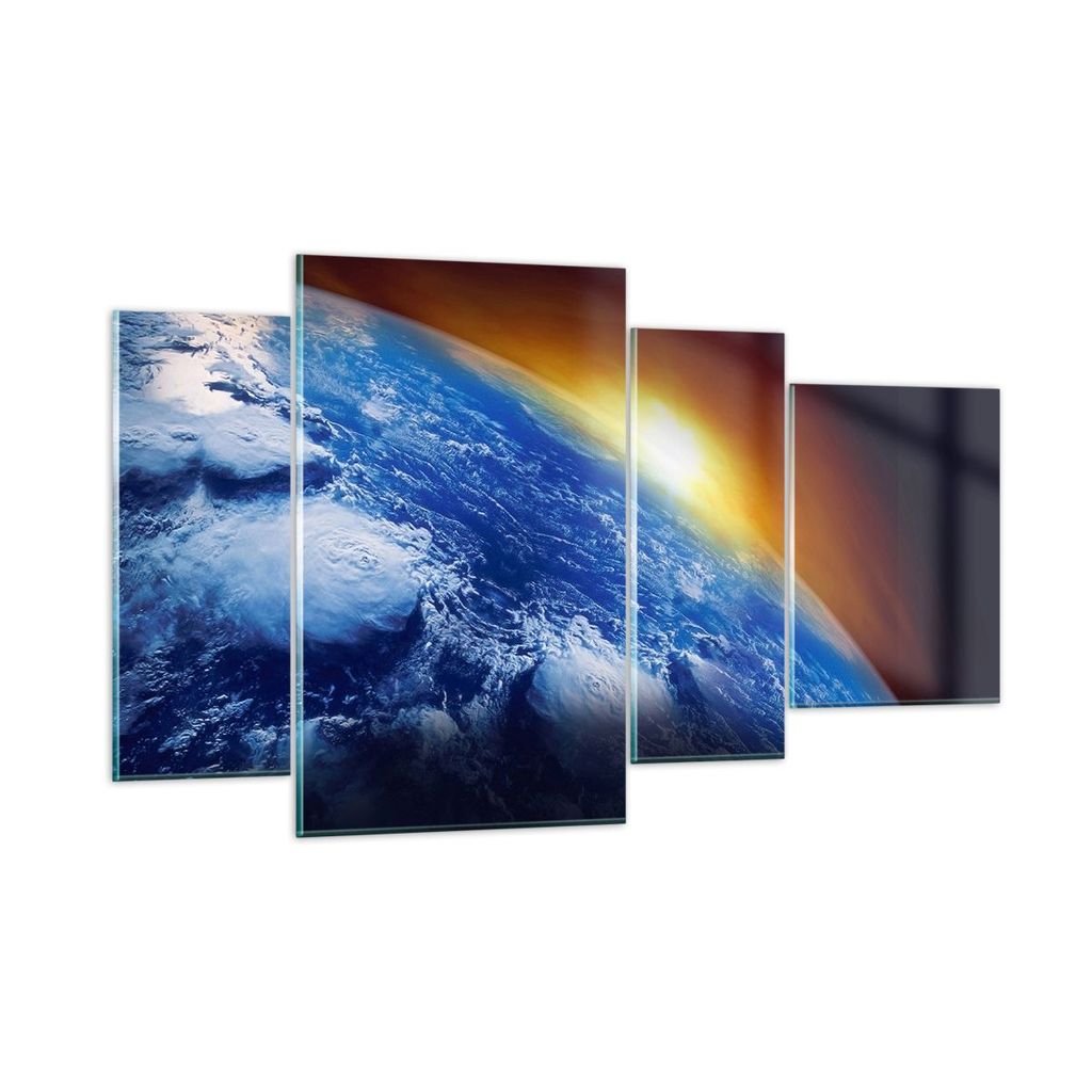 Bilder auf glas - Galaxie Erde Raum - 120x70cm - Glasbilder - Wandbilder - Kunstdruck - zum Aufhängen bereit - Wanddekoration aus Glas - Glas Bild...