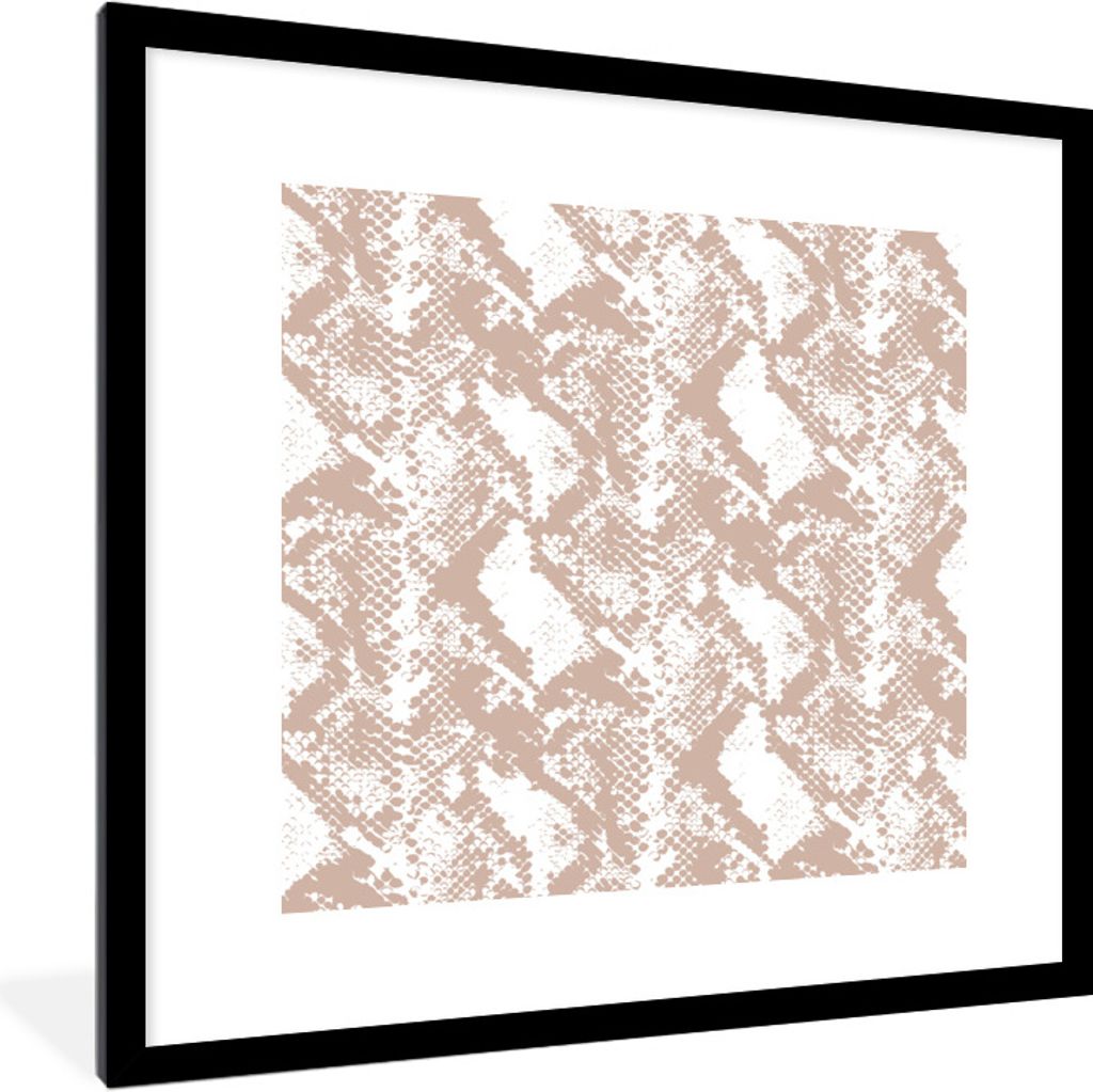 MuchoWow Gerahmtes Poster Schlangendruck - Formen - Pastell 40x40 cm - Poster mit Schwarzem Bilderrahmen Wandposter Rahmen Foto Bilder - Poster -...