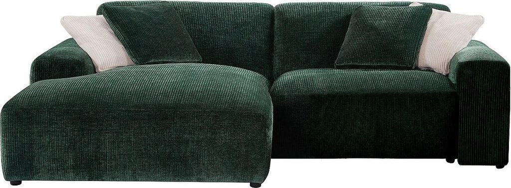 Linkes Ecksofa mit Kordbezug in Flaschengrün TIRONO von Maison Céphy
