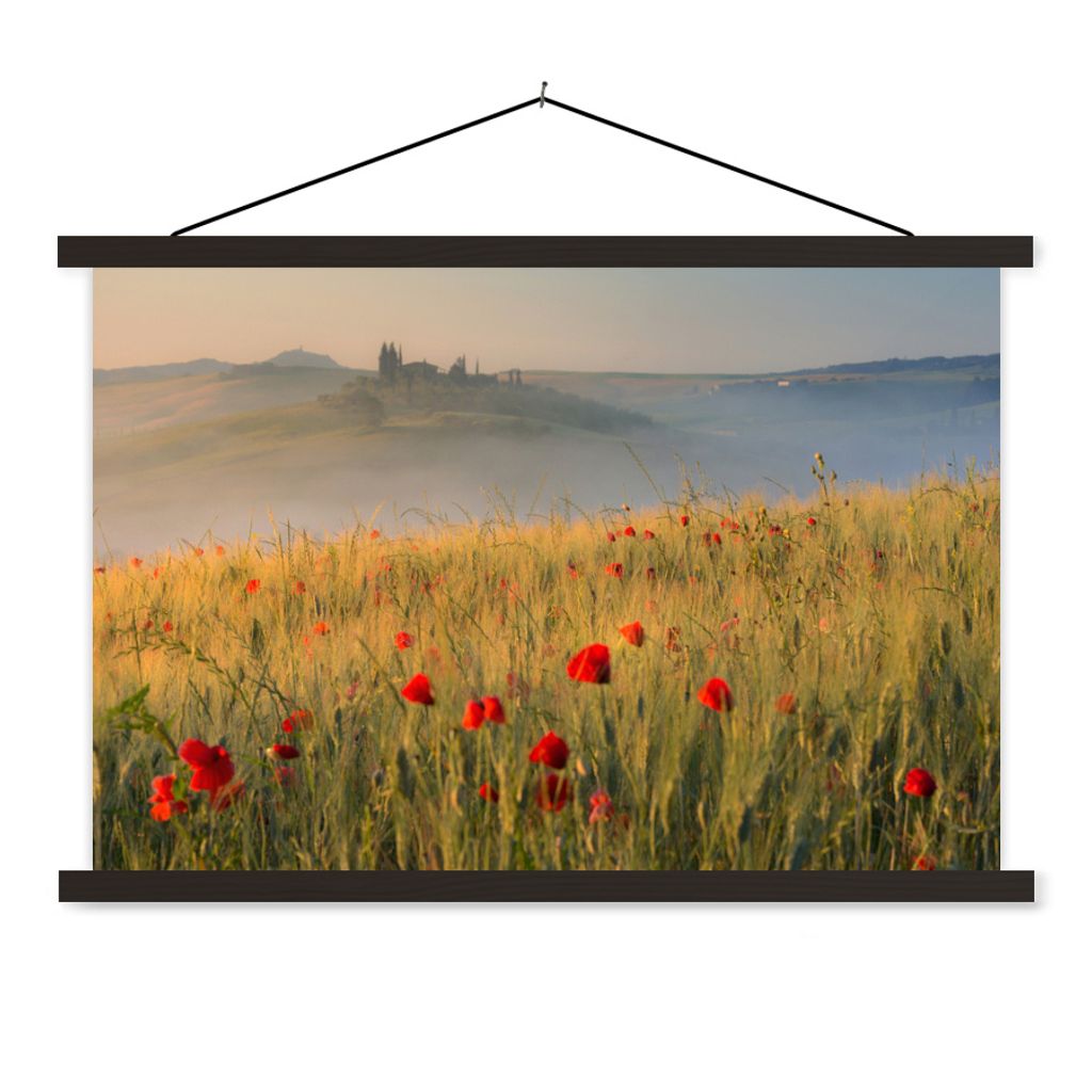 MuchoWow Textilposter Toskana - Rosen - Hügel 150x100 cm mit schwarzem Rahmen - Schlafzimmer
