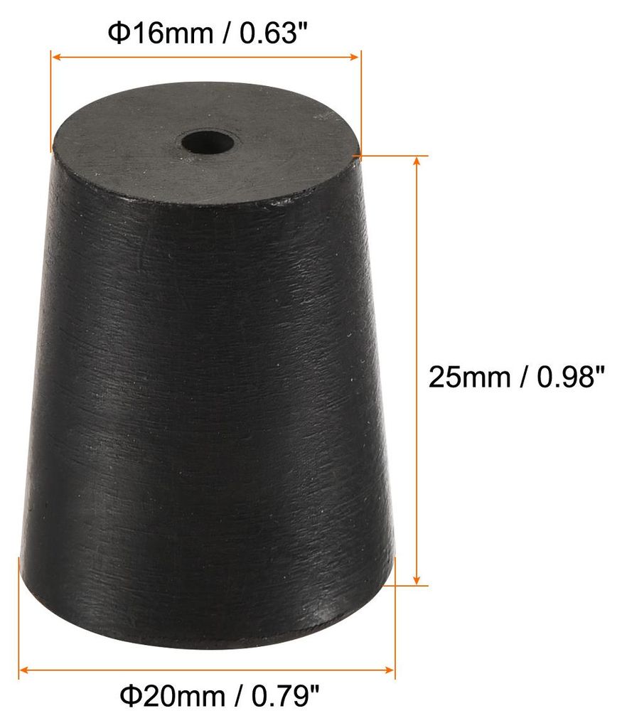 5Stš¹ck Konische Gummikappe mit Loch 16mm zu 20mm fš¹r Labor Zuhause Schwarz