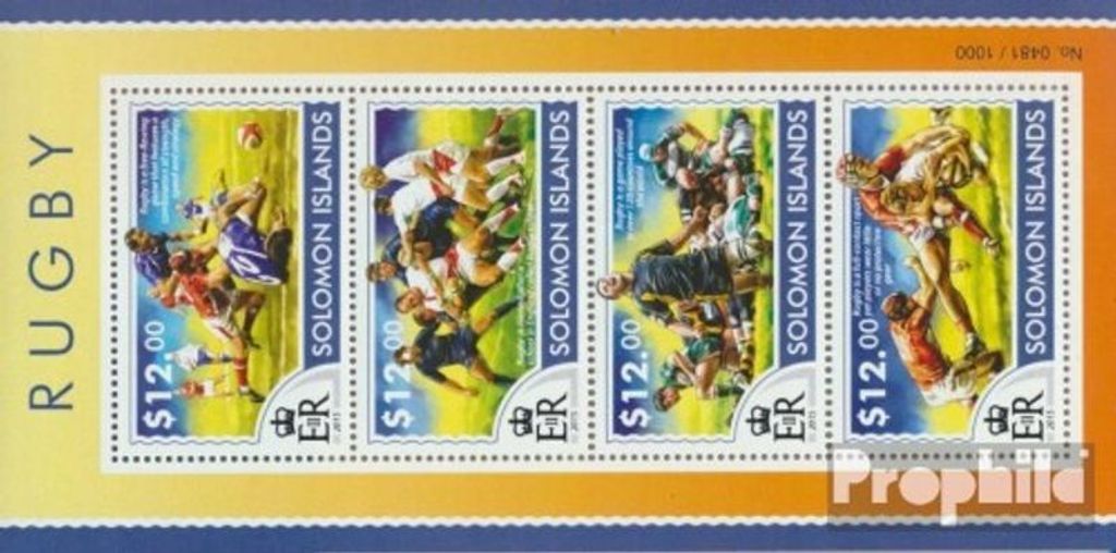 Briefmarken Salomoninseln 2015 Mi 3242-3245 Kleinbogen (kompl. Ausg.) postfrisch Rugby