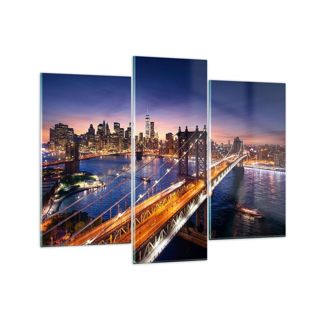 Bilder auf glas - Usa amerika new york manhattan - 130x100cm - Glasbilder - Wandbilder - Kunstdruck - zum Aufhängen bereit - Wanddekoration aus Gl...
