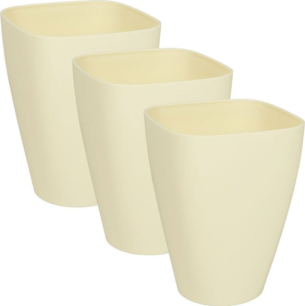 MePla - 3 Stück Kunststoff-Orchideentopf Quadrat ø 12 creme