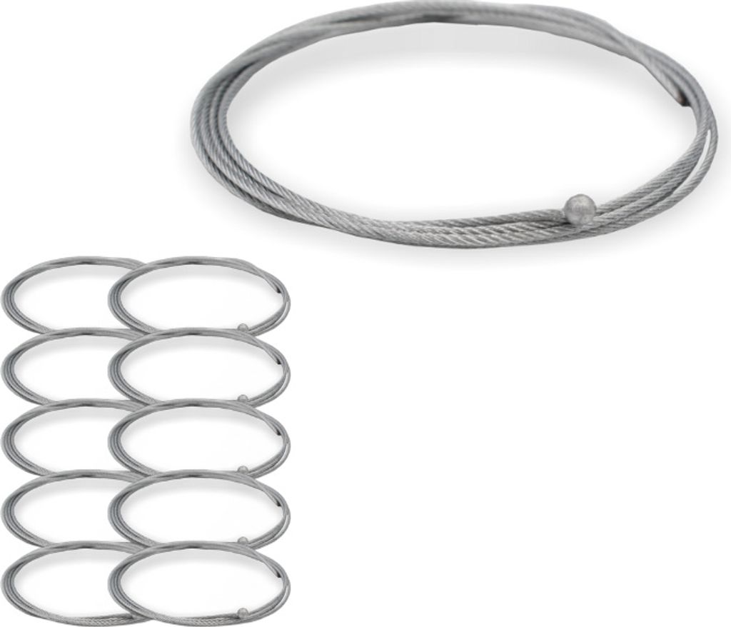 10x Drahtseil Ø 1,5 mm, 7x7 mit Kugelnippel Ø 4,5 / 5,0 mm, Stahl verzinkt | Länge 300 mm