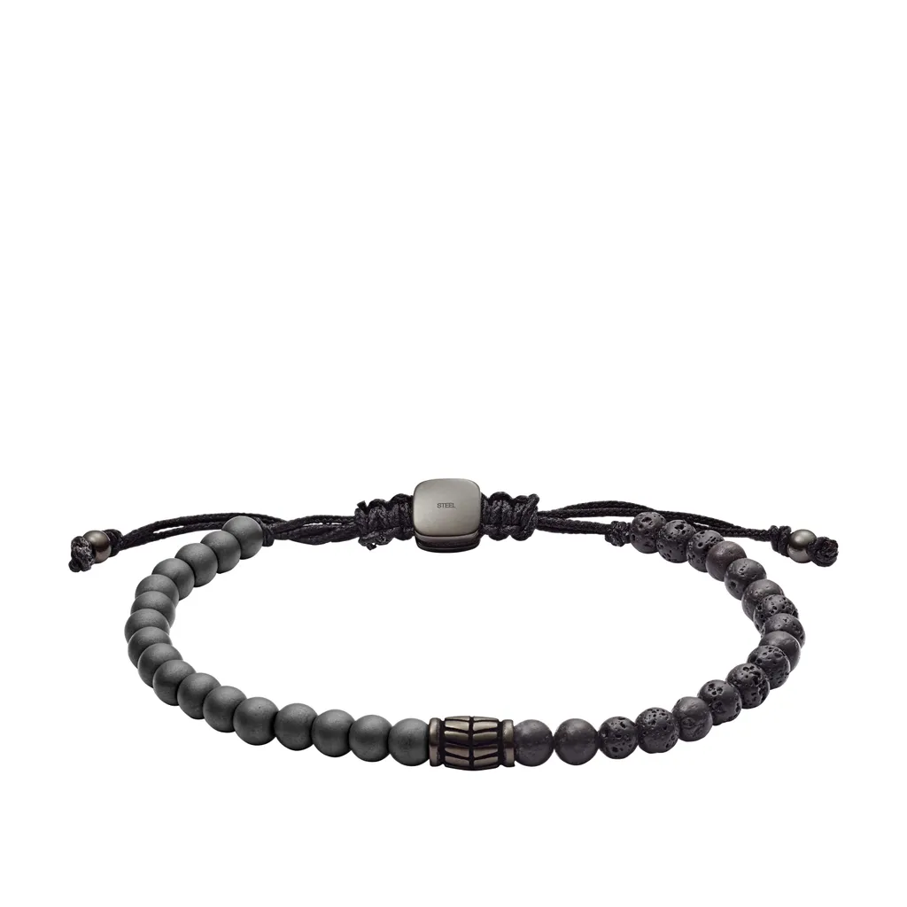 Bracelet gourmette homme acier inoxydable argent et noir Fossil 26cm
