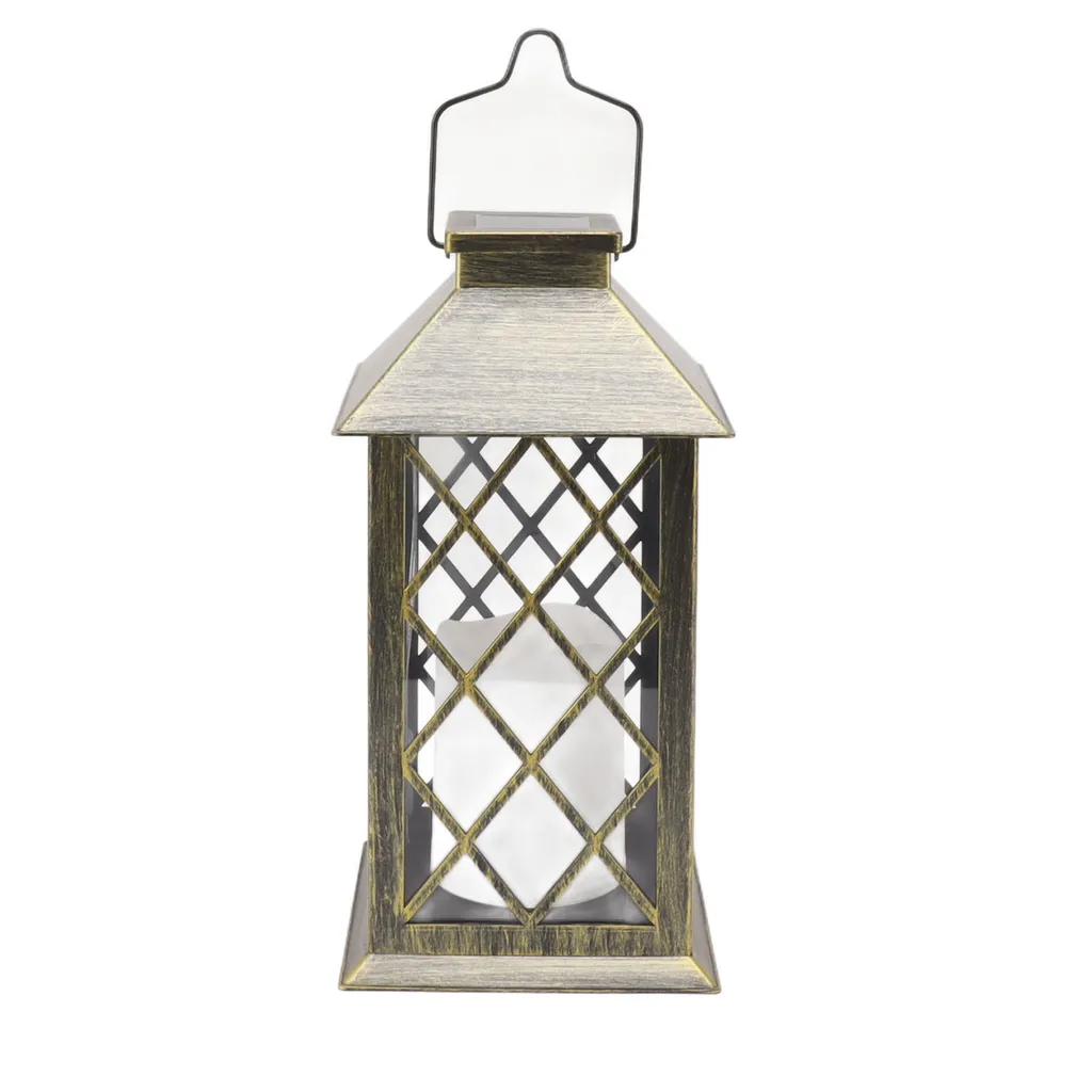 Grande lanterne avec filet en bronze patiné, luminaire de table 35cm