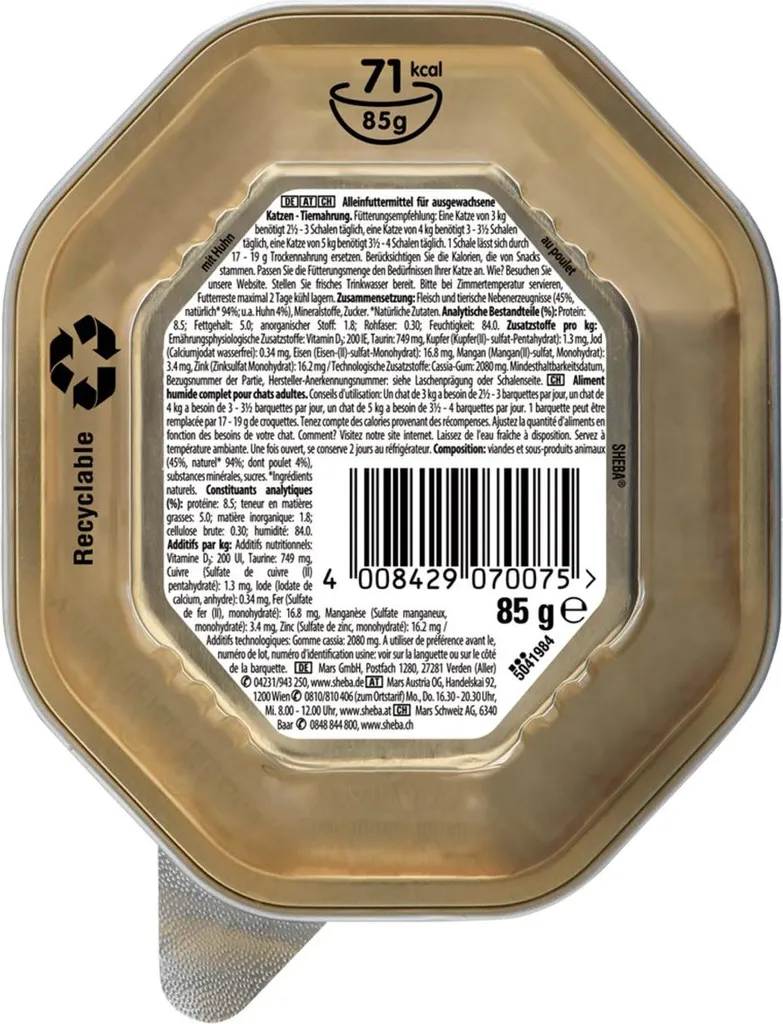 Sheba Effiloché de Poulet en Gelée 85g : Solution pour Chat Difficile