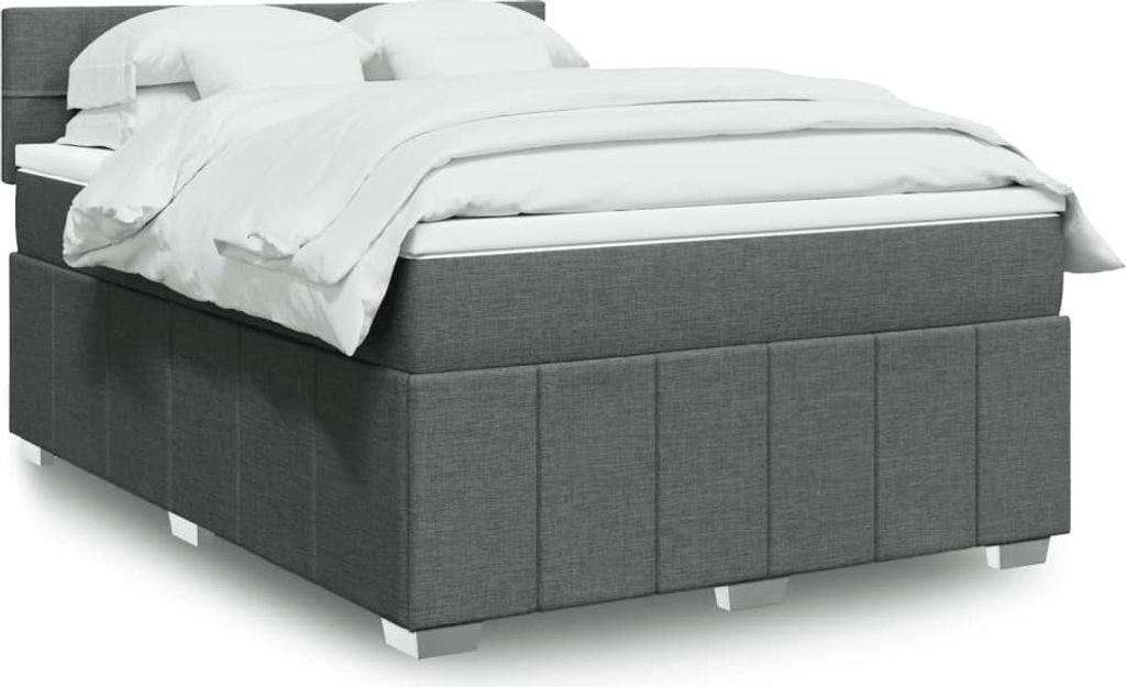 Maison Exclusive - Boxspringbett mit Matratze Dunkelgrau 160x200 cm Stoff