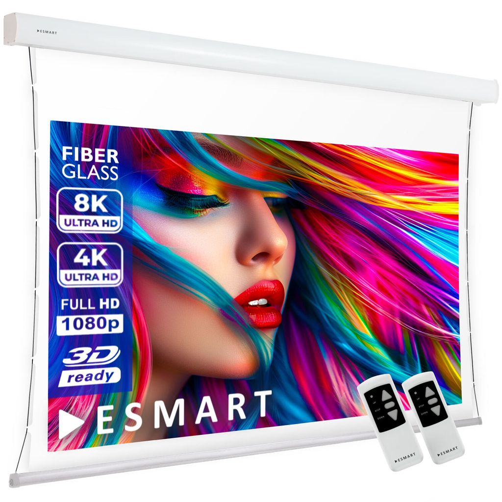 ESMART Expert XTS Akustik Tension-Leinwand 244 x 137 cm (110") 16:9 | Fernbedienung | Vollmaskierung | Heimkino elektrische Beamer Projektionsleinw...